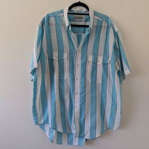 Vintage 90s Levi’s SilverTab Striped Button Up Short Sleeve Shirt Mens XL